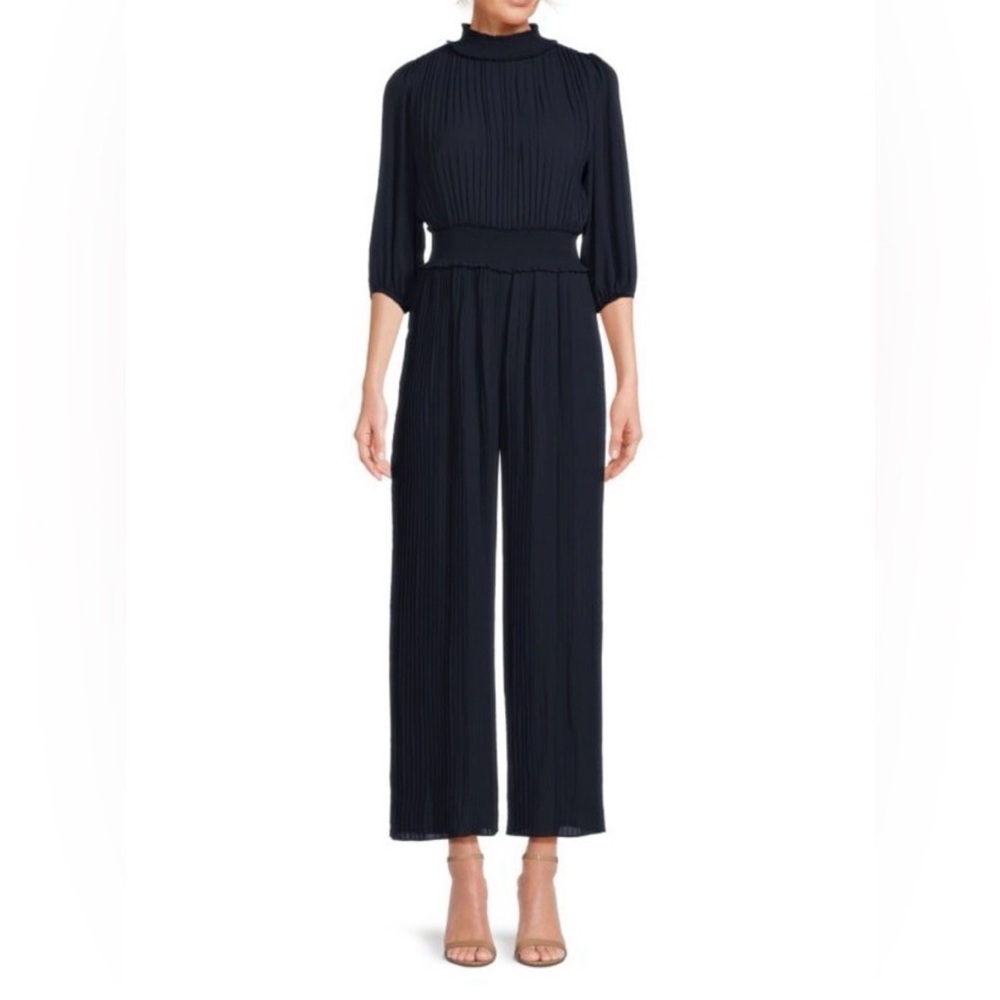 Nanette Lepore Navy Pleated Jumpsuit